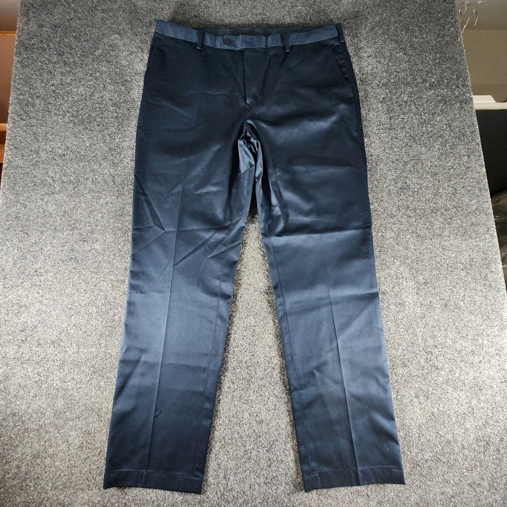 Jos A Bank Traveler Chino Pants Mens 38x32 Navy Blue Tailored Fit 100% Cotton‎